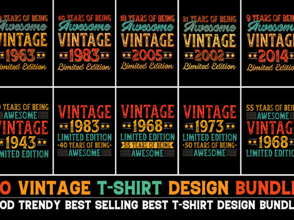 Vintage birthday t-shirt design bundle