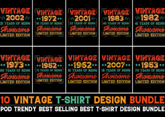 Vintage Birthday T-Shirt Design Bundle