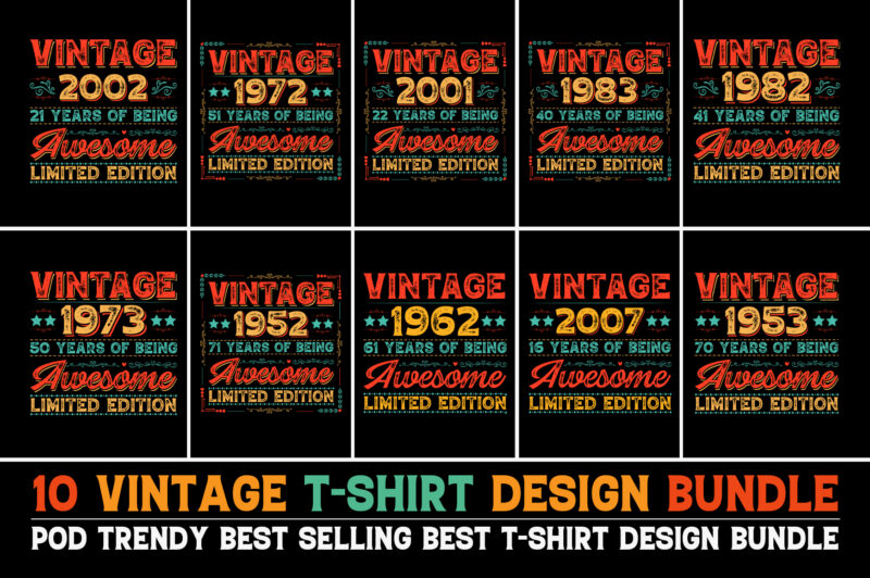 Vintage Birthday T-Shirt Design Bundle