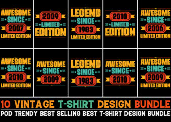 Vintage Birthday T-Shirt Design Bundle