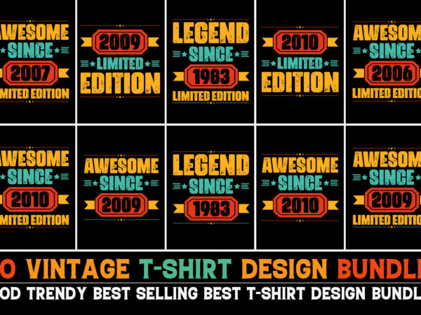 Vintage birthday t-shirt design bundle