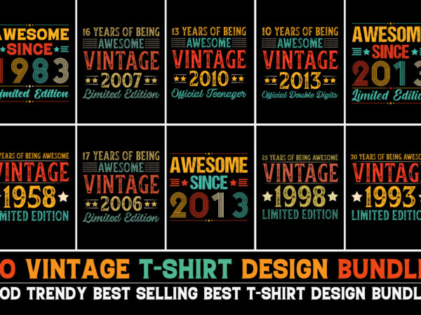 Vintage birthday t-shirt design bundle