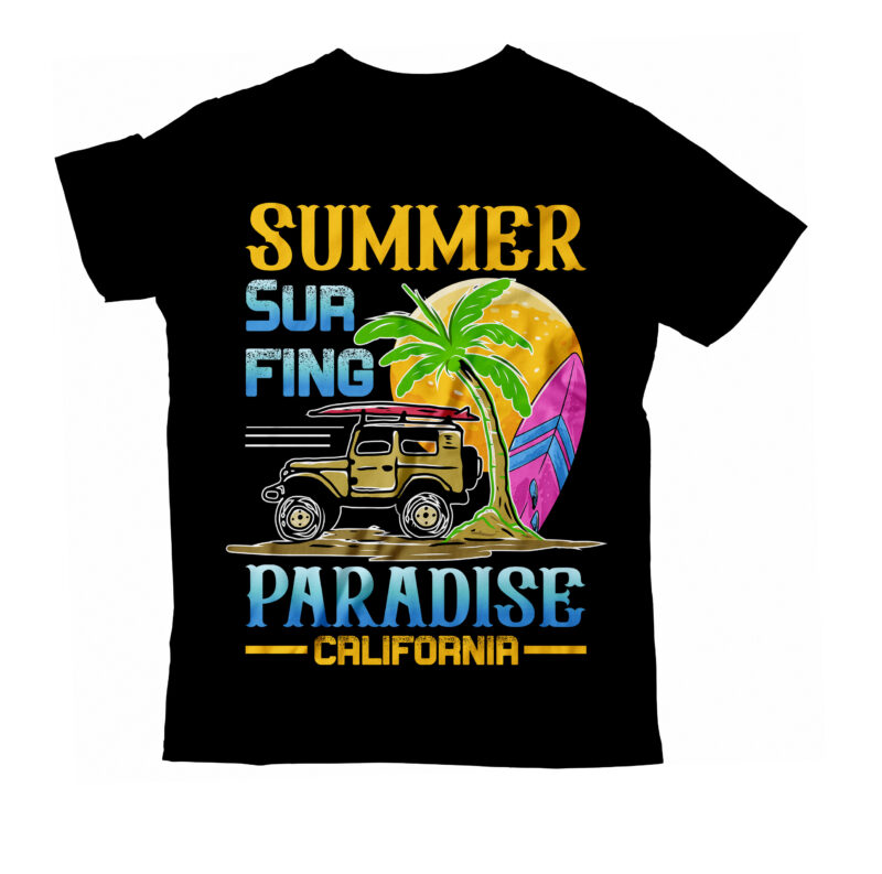 Summer Surf Fing Paradise California T-Shirt Design, Summer Surf Fing Paradise California SVG Cut File, vector for t-shirt bundle , Hello Summer T-Shirt Design, Hello Summer SVG Cut File, cat