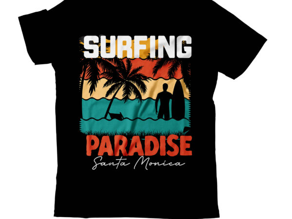 Surfing paradise t-shirt design , surfing paradise vector t-shirt design on sale, summer t-shirt design, summer vector t-shirt design, vector for t-shirt bundle , hello summer t-shirt design, hello summer