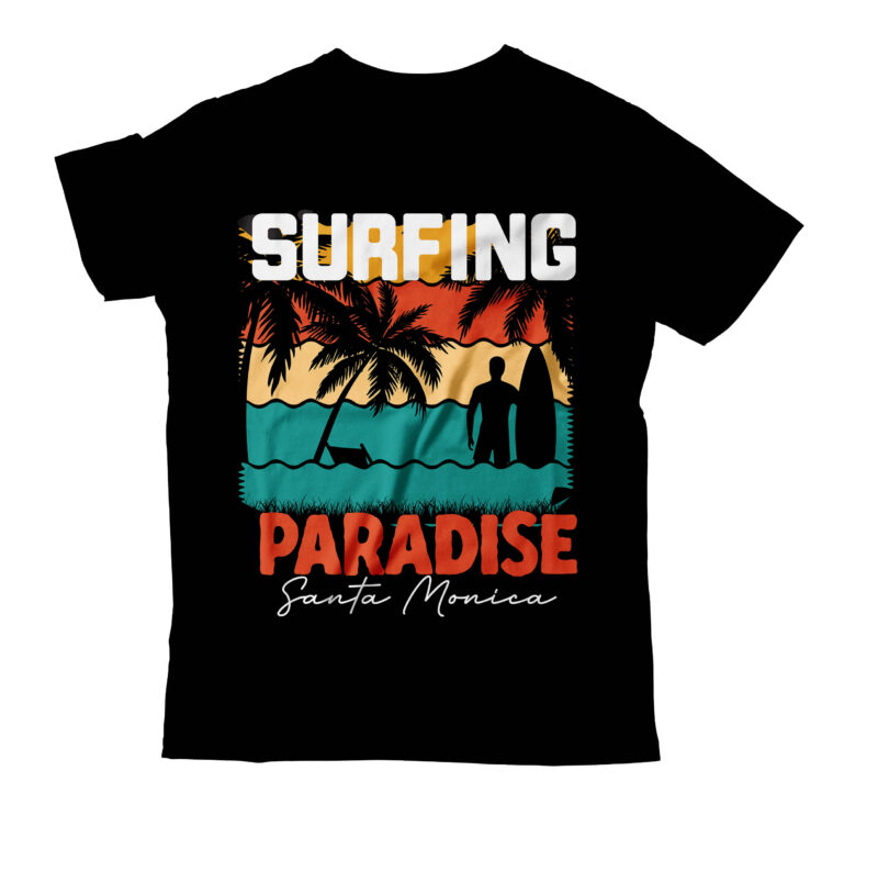 Surfing Paradise T-Shirt Design , Surfing Paradise Vector T-Shirt Design On Sale, Summer T-Shirt Design, Summer Vector T-Shirt Design, vector for t-shirt bundle , Hello Summer T-Shirt Design, Hello Summer