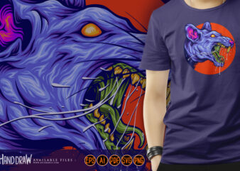 Zombie rat head frightening depiction artistic illustrations t shirt graphic design