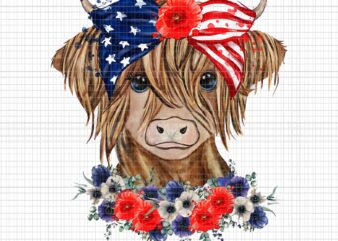 Highland Cow 4th Of July American Flag Independence Day Png, Cow 4th Of July American Flag Png, Cow Independence Day Png graphic t shirt