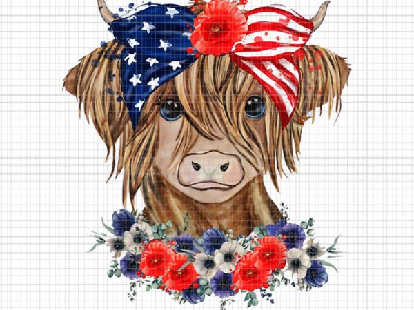 Highland cow 4th of july american flag independence day png, cow 4th of july american flag png, cow independence day png graphic t shirt