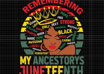 Remembering My Ancestors Juneteenth Black Women Svg, Juneteenth Day Svg, Juneteenth 1865 Svg, Juneteenth Black Women Svg t shirt design online
