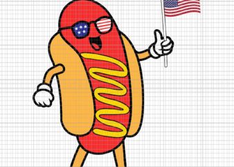 4th Of July Hot Dog Svg, Hotdog 4th Of July Svg, Hot Dog Flag Svg