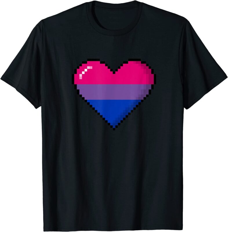 Bisexual Pride 8-Bit Pixel Heart T-Shirt Bisexual Pride 8-Bit Pixel Heart T-Shirt