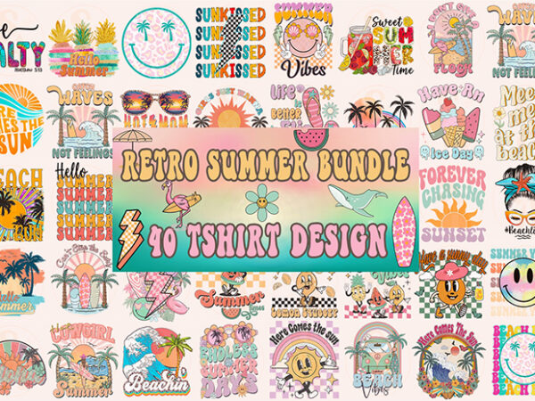 Retro summer t-shirt sublimation design bundle