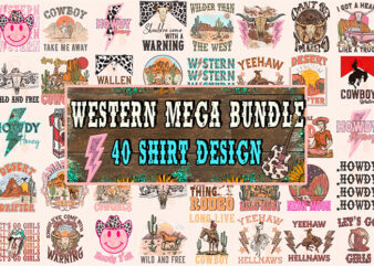 Western T-shirts Designs Png Bundle