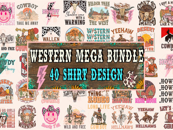 Western t-shirts designs png bundle