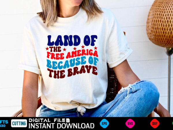 Land of the free ameriga because of the brave retro design 4th of july pattern, 4th of july cute, 4th of july trendy, 4th of july fun, 4th of july