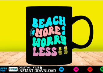 Beach more worry less svg retro design Summer Retro Svg Bundle, Retro Summer Svg Bundle, Groovy Summer Svg, Retro Beach Svg, Groovy Beach Bundle, Summer Svg Bundle, Retro Summer Svg,