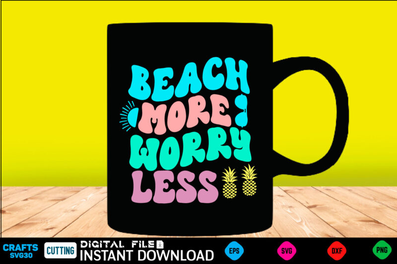 Beach more worry less svg retro design Summer Retro Svg Bundle, Retro Summer Svg Bundle, Groovy Summer Svg, Retro Beach Svg, Groovy Beach Bundle, Summer Svg Bundle, Retro Summer Svg,