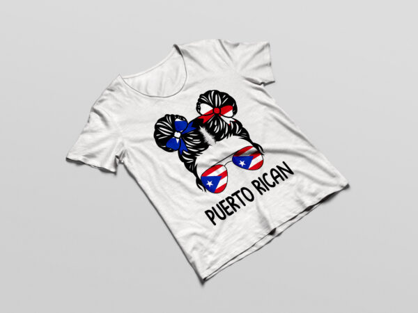 Puerto rican girl messy hair puerto rico pride womens kids t-shirt design png