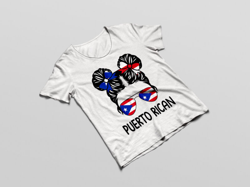 Puerto Rican Girl Messy Hair Puerto Rico Pride Womens Kids T-Shirt Design png