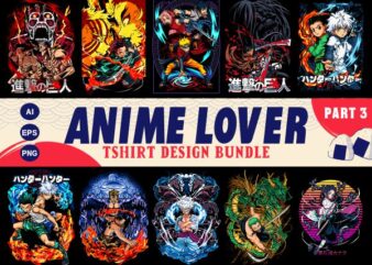 populer anime lover tshirt design bundle illustration part 3