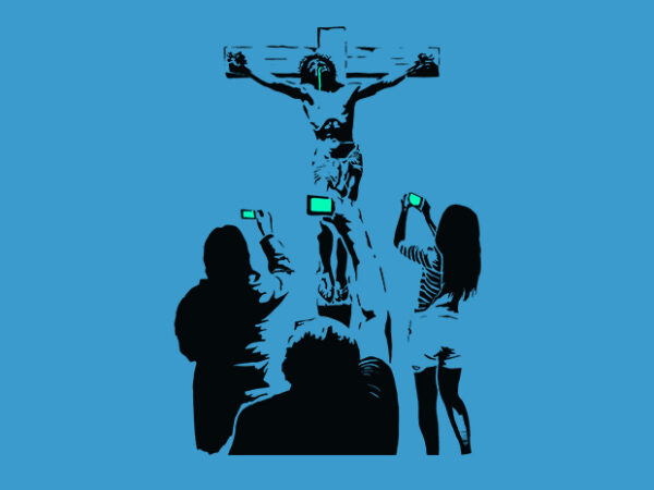 Phone jesus t shirt illustration