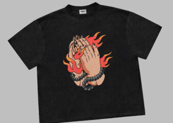 flaming prayer t shirt graphic design