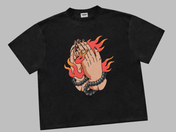 Flaming prayer t shirt graphic design