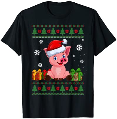 Cute Pig Santa Hat Merry Christmas Pig Lover Gifts T-Shirt