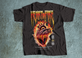 heart on fire eyes on you streetwear t-shirts design