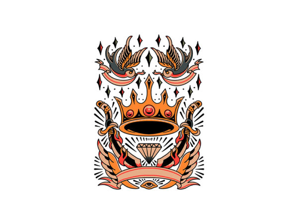 King tattoo set t shirt vector art