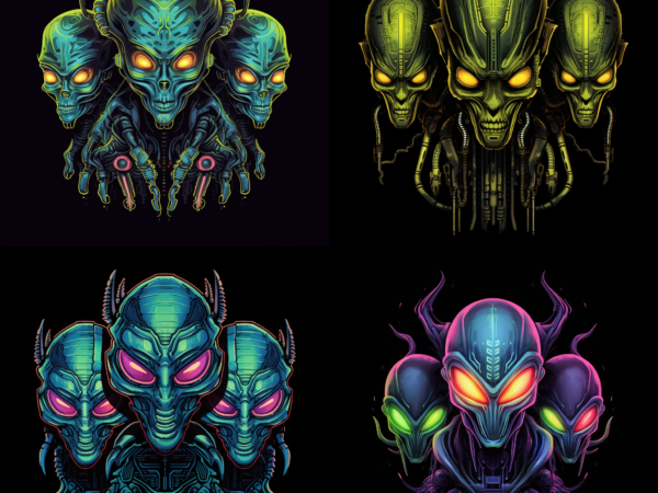 Alien three head cyberpunk t shirt design graphic, alien three head cyberpunk best seller tshirt design, alien three head cyberpunk png file design