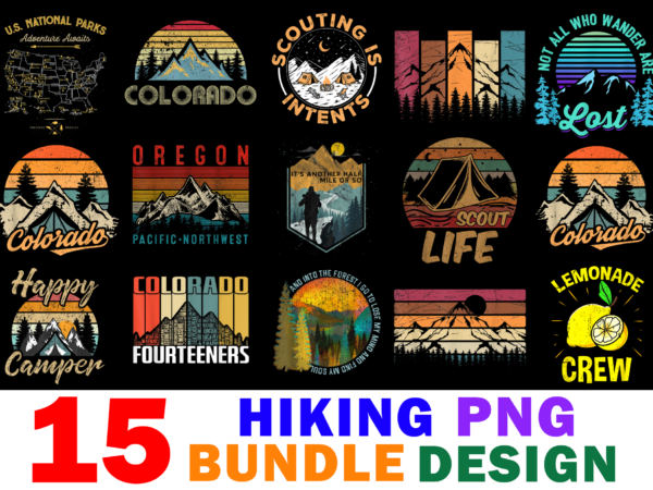 15 hiking shirt designs bundle for commercial use, hiking t-shirt, hiking png file, hiking digital file, hiking gift, hiking download, hiking design