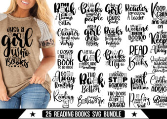 Reading Books SVG Bundle, Books Svg t shirt design online
