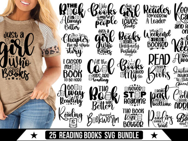 Reading books svg bundle, books svg t shirt design online