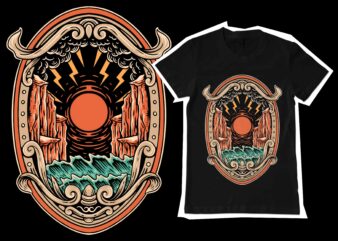 Best sunset view illustration design for t-shirt