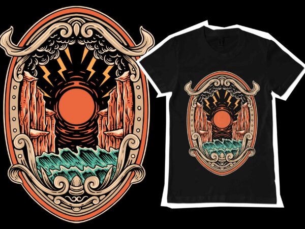 Best sunset view illustration design for t-shirt