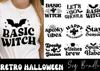 Retro Halloween Svg Bundle,Retro Halloween T-Shirt Bundle