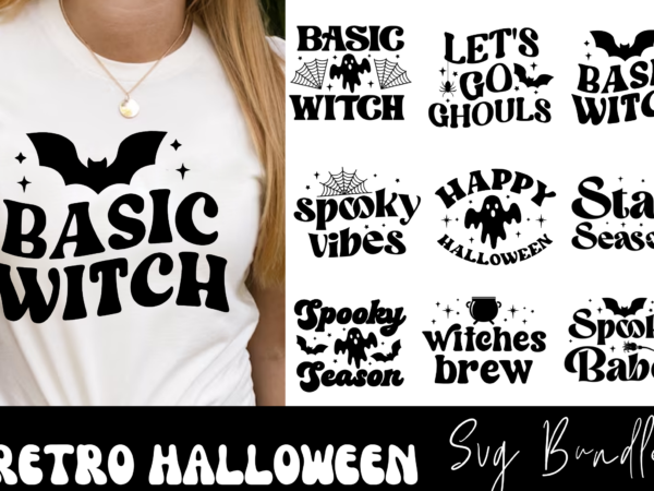 Retro halloween svg bundle,retro halloween t-shirt bundle