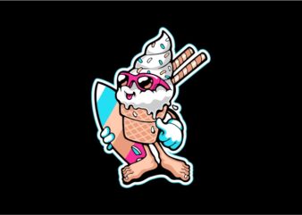 Ice Cream Surfer t shirt design for sale