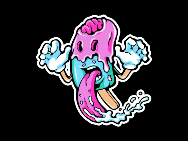 Zombie ice cream mint stick t shirt graphic design