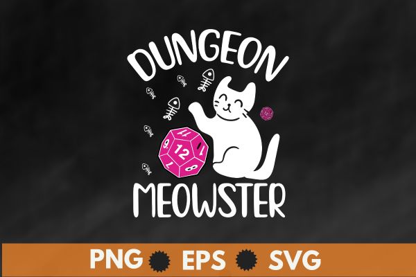 Dungeon Meowster Shirt, Dungeons and Dragons Funny T Shirt design vector, DnD Dungeon Master Shirt, Gift For Cat Lovers