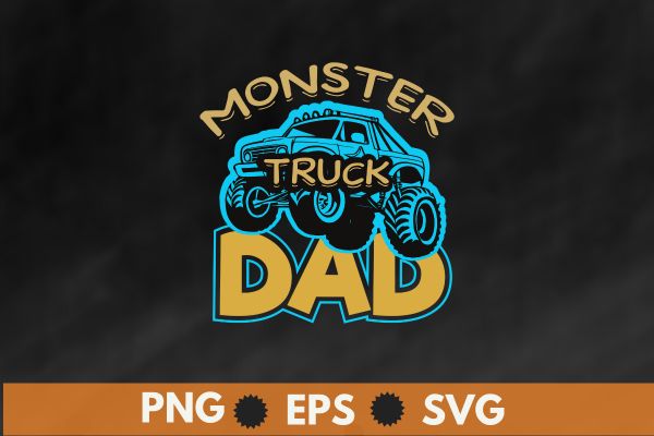 Monster truck dad shirt retro vintage monster truck shirt t-shirt design vector, monster truck dad