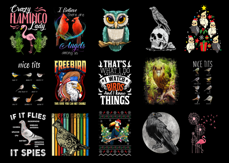 15 Bird Shirt Designs Bundle For Commercial Use Part 4, Bird T-shirt, Bird png file, Bird digital file, Bird gift, Bird download, Bird design