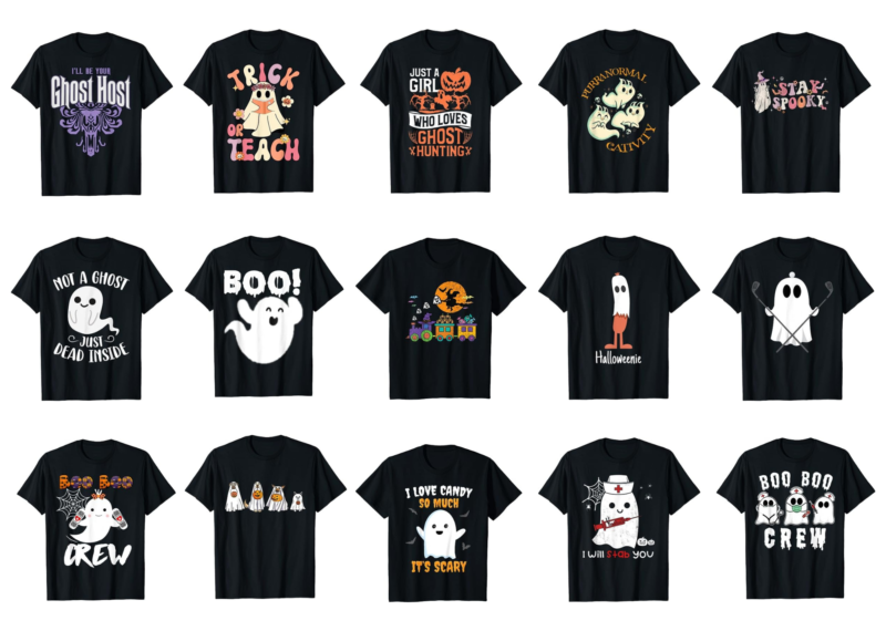 15 Ghost Shirt Designs Bundle For Commercial Use Part 1, Ghost T-shirt ...