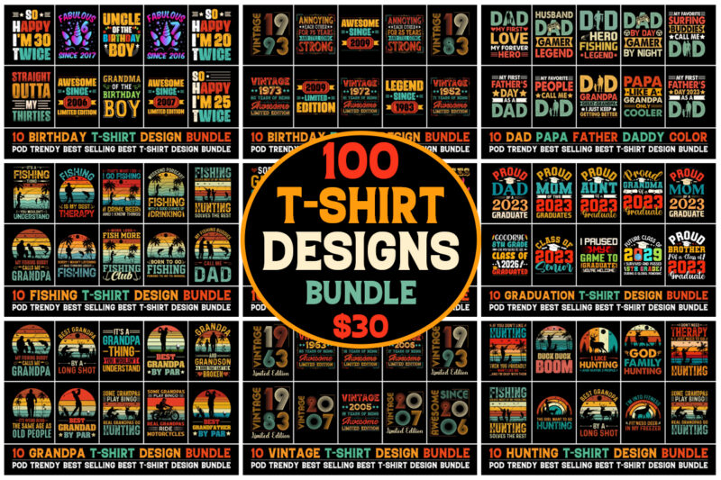 100 T-Shirt Design Bundle 4