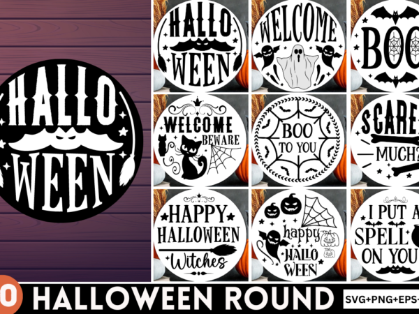 Halloween round sign svg bundle,vintage halloween t-shirt svg bundle