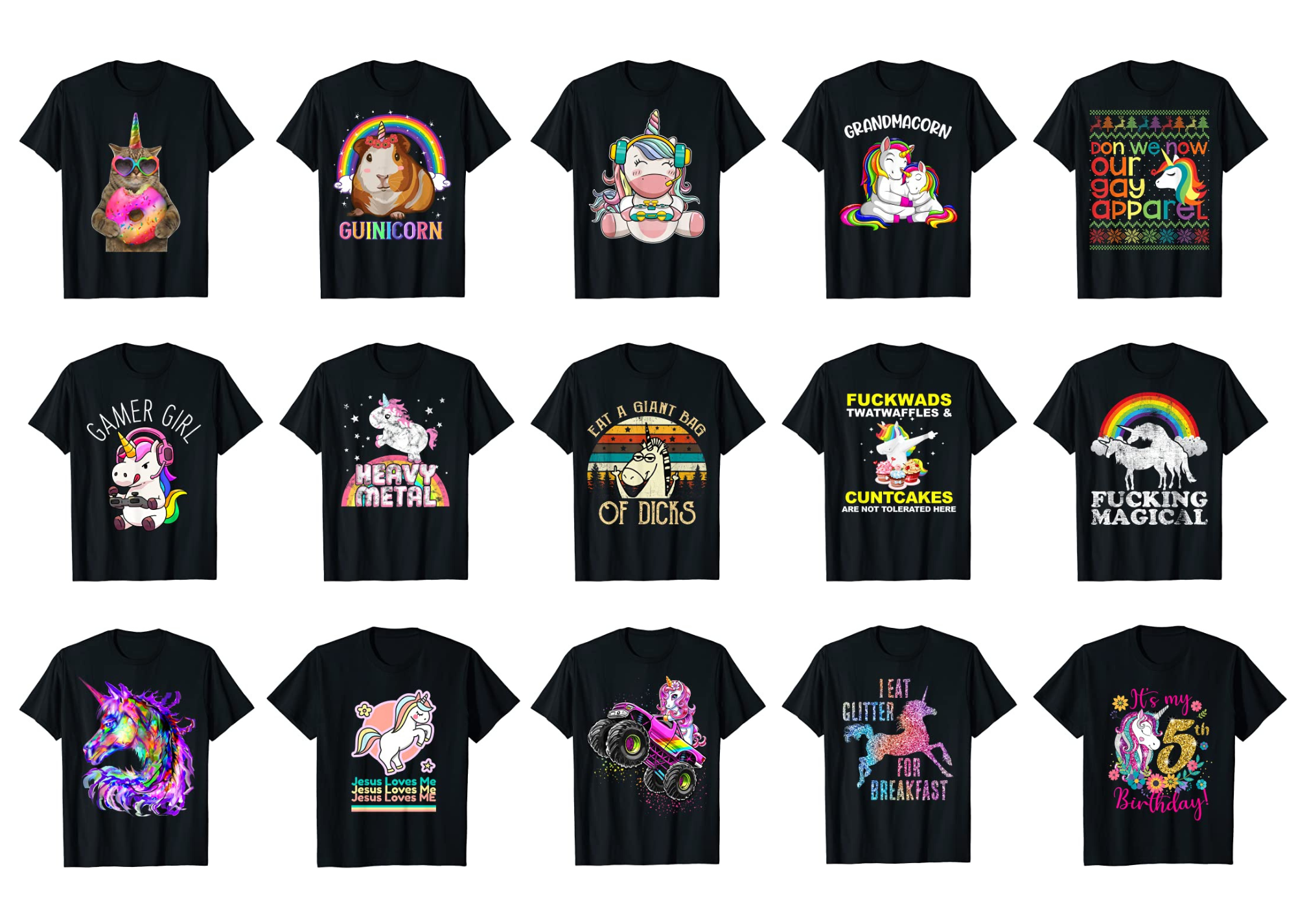 15 Unicorn Shirt Designs Bundle For Commercial Use Part 4, Unicorn T ...