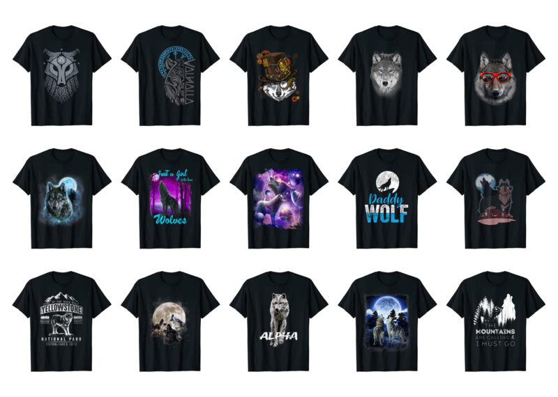 15 Wolf Shirt Designs Bundle For Commercial Use Part 4, Wolf T-shirt, Wolf png file, Wolf digital file, Wolf gift, Wolf download, Wolf design