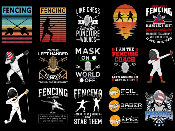 15 fencing shirt designs bundle for commercial use part 3, fencing t-shirt, fencing png file, fencing digital file, fencing gift, fencing download, fencing design