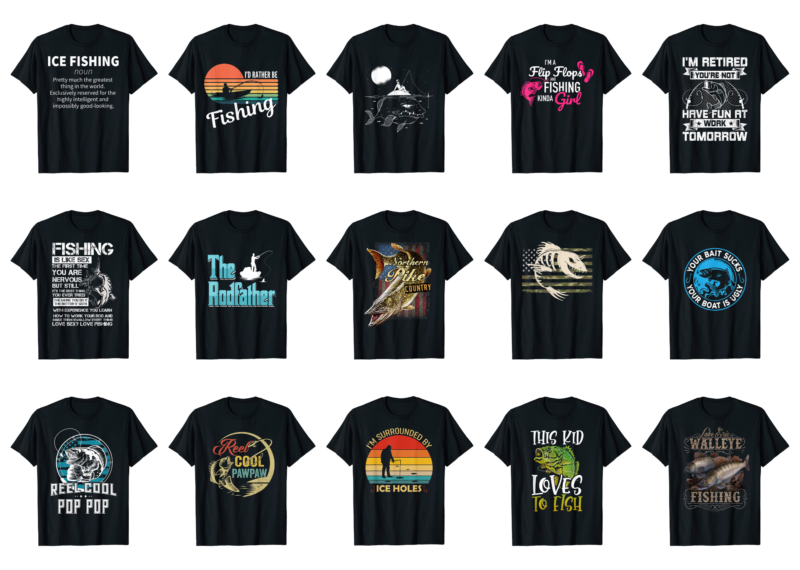 15 Fishing Shirt Designs Bundle For Commercial Use Part 4, Fishing